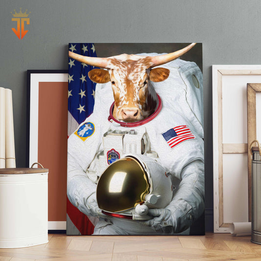 Joycorners TX Longhorn Astronaut Portrait Canvas