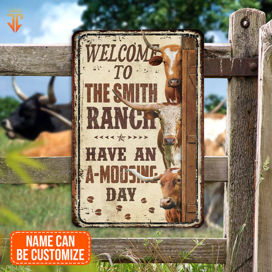 Joycorners TX Longhorn Have An AMOO-SING Day All Printed 3D Metal Sign