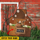 Joycorners Personalized Name TX Longhorn Cattle All Over Printed 3D Apron