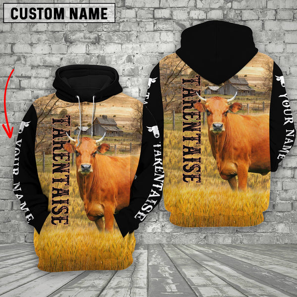 Joycorners Personalized Name Tarentaise On The Farm All Over Printed 3D Hoodie