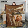 Joycorners Personalized Name Texas Longhorn Farm Leather Brown Blanket