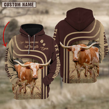 Joycorners Personalized Name Texas Longhorn Cattle Hoodie TT5