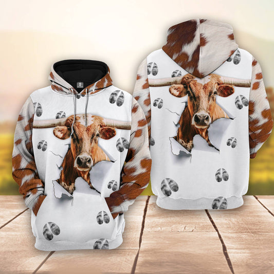 Joycorners Texas Longhorn Cattle 3D Hoodie