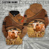 Joycorners Texas Longhorn Customized Name Brown Race Hoodie