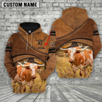 Joycorners Texas Longhorn Customized Name Brown Race Hoodie