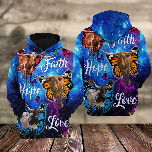 Joycorners Texas Longhorn Cattle Hoodie TT1