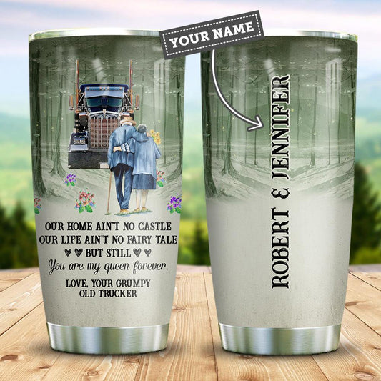 Joy corners Trucker Couple Fairy Tale Personalized KD2 Custom Personalized Tumbler KH67519