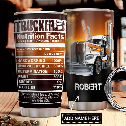 Joycorners Trucker Facts Personalized Custom Personalized Tumbler UJ58042