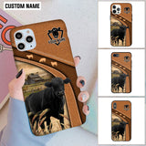 Joycorners Black Angus Leather Pattern Personalized Phone case For Iphone