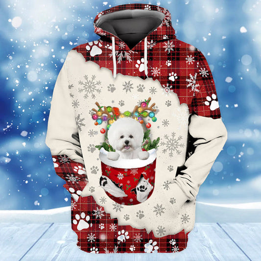 Joycorners WHITE Bichon Frise In Snow Pocket Merry Christmas Unisex Hoodie