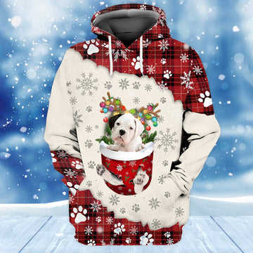 Joycorners WHITE Boxer In Snow Pocket Merry Christmas Unisex Hoodie