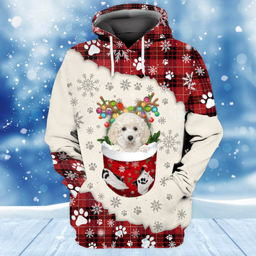 Joycorners WHITE Toy Poodle In Snow Pocket Merry Christmas Unisex Hoodie