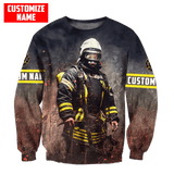 Joycorners Personalized Name Fireman In The Fire Smoke All Over Printed 3D Shirts