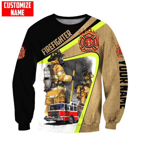 Joycorners Personalized Name Firefighter Fire Engine Fire Honor Rescue Courage All Over Printed 3D Shirts