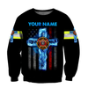 Joycorners Personalized Name Firefighter United States Flag Blue Cross All Over Printed 3D Shirts