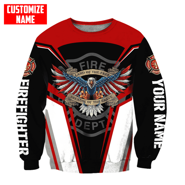 Joycorners Personalized Name Firefighter Land Of The Free Because Of The Brave All Over Printed 3D Shirts
