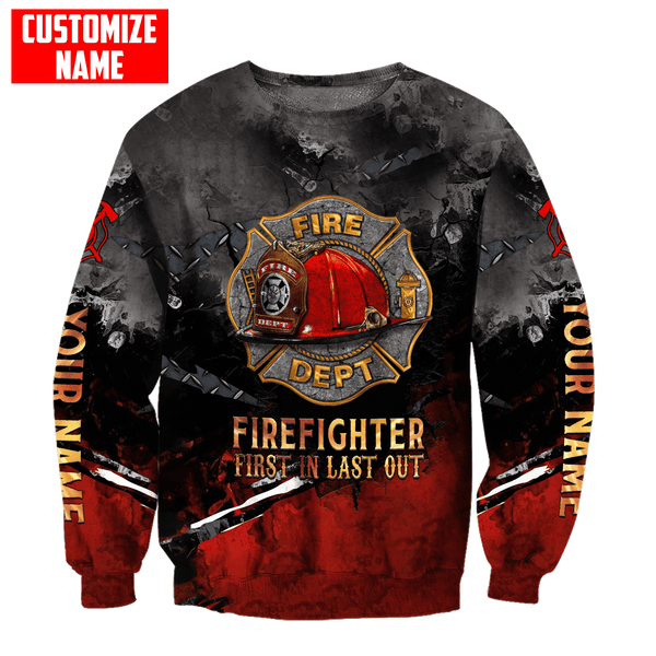 Joycorners Personalized Name Firefighter First In Last Out Fire Department All Over Printed 3D Shirts