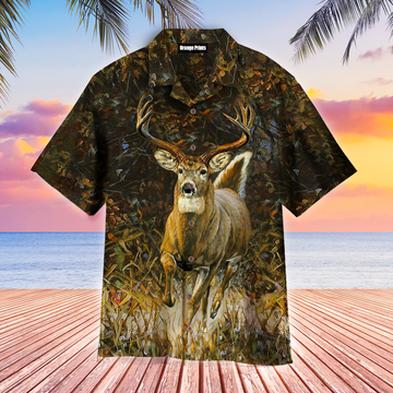 Joycorners Deer Running In The Wood All Printed 3D Hawaiian Shirt
