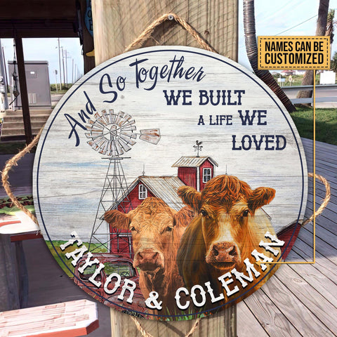 Joycorners Personalized Red Angus And so together we built a life we loved Wooden Sign
