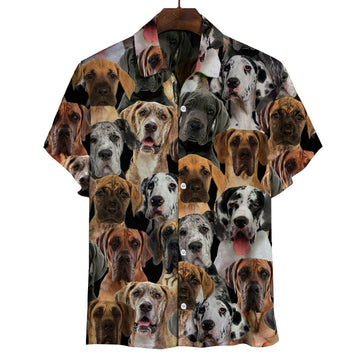 Joycorners You Will Have A Bunch Of Great Danes All Over Printed 3D Hawaiian shirt