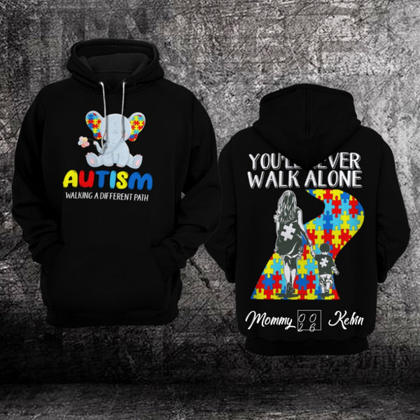 Joycorners Custom Name Mom And Son Autism Awareness Walking A Different Path 3D Design All Over Printed