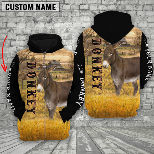 Joycorners Personalized Name Donkey On The Farm All Over Printed 3D Hoodie