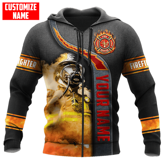 Joycorners Personalized Name Firefighter In The Smoke Fire Honor Rescue Courage All Over Printed 3D Shirts