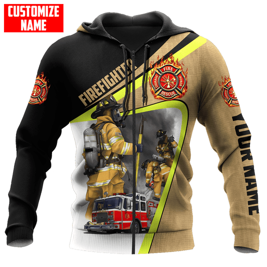 Joycorners Personalized Name Firefighter Fire Engine Fire Honor Rescue Courage All Over Printed 3D Shirts