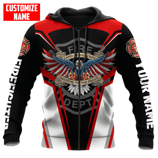 Joycorners Personalized Name Firefighter Land Of The Free Because Of The Brave All Over Printed 3D Shirts