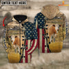 Joycorners Simmental On Farms Custom Name American Flag 3D Shirt