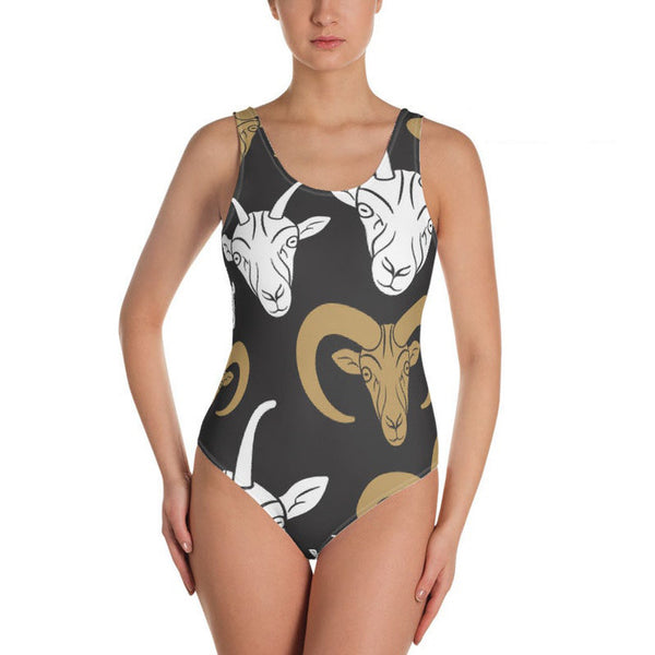 Joycorners Goat Pattern All Over Printed 3D Bathing Suit