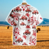 Joycorners Tractors Red Hibiscus All Over Printed 3D Hawaiian Shirt