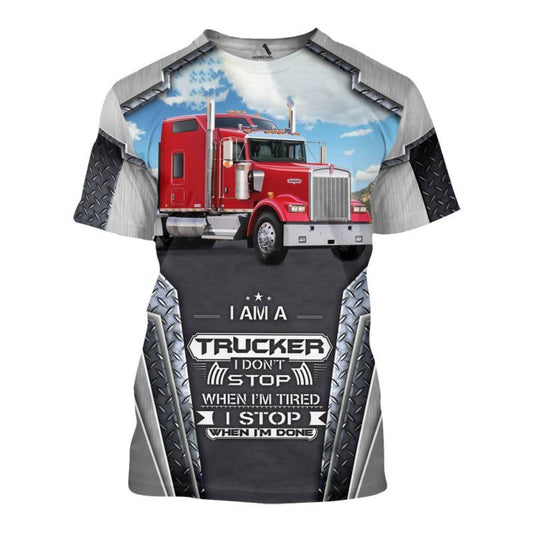 TRUCKER - Personalized Name 3D Red Truck All Over Printed Shirt