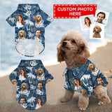Joycorners Personalized Photos Tropical Plants Blue All Over Printed 3D Dog Hawaiian shirt