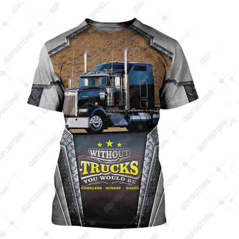 TRUCKER - Personalized Name 3D Black Truck 02 All Over Printed Shirt