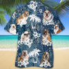 Joycorners English Bulldog Hawaiian Tropical Plants Pattern Blue And White All Over Printed 3D Hawaiian Shirt