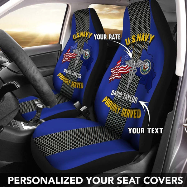 Joycorners US Navy Rate Personalized Car Seat Cover Set (2Pcs)