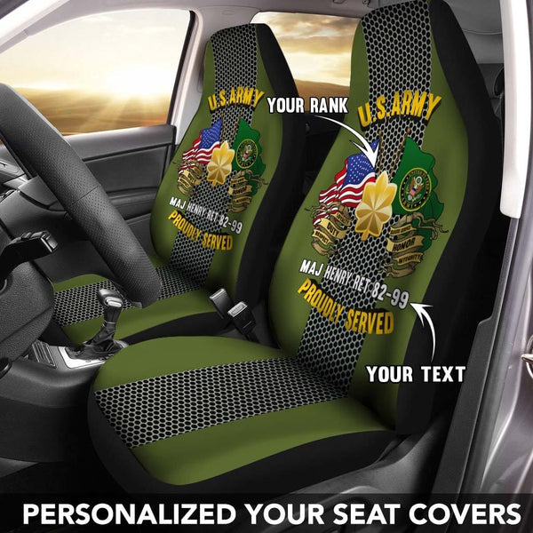 Joycorners U.S Army Rank Personalized Car Seat Cover Set (2Pcs)