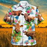 Joycorners Cow Hawaiian Theme Plants Pineapple All Over Printed 3D Hawaiian Shirt