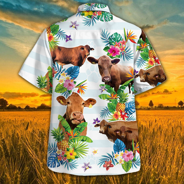 Joycorners Cow Hawaiian Theme Plants Pineapple All Over Printed 3D Hawaiian Shirt