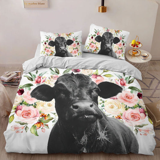 Black Angus Floral Bedding Set