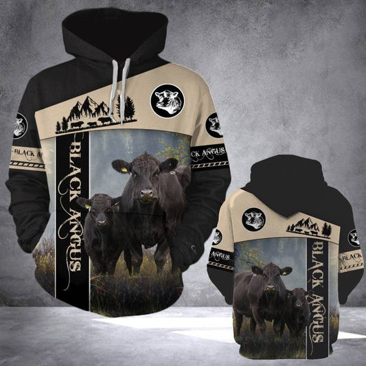 Joycorners Black Angus White Black Personalized 3D Hoodie