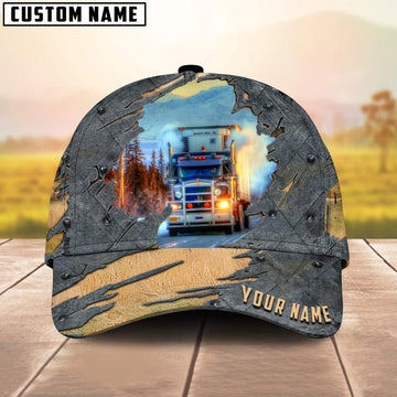 Joycorners Personalized Name Blue And White Trucker Classic Cap 2023