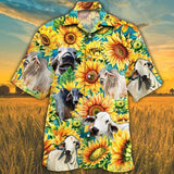 Joycorners Sunflower Brahman Cattle All Printed 3D Hawaiian Shirt