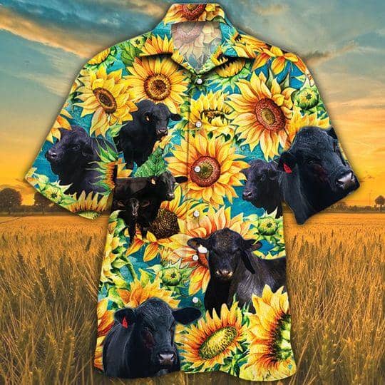 Joycorners Sunflower Brangus Cattle All Printed 3D Hawaiian Shirt