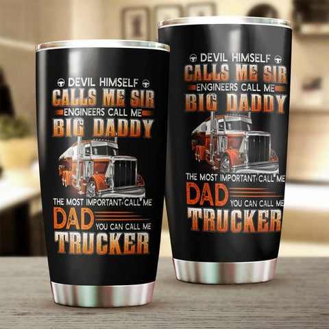Joycorners Personalized Name Trucker Dad Devils Call Me Sir Tumbler