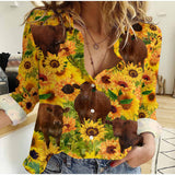 Joycorners Sunflowers Gelbvieh Casual Shirt