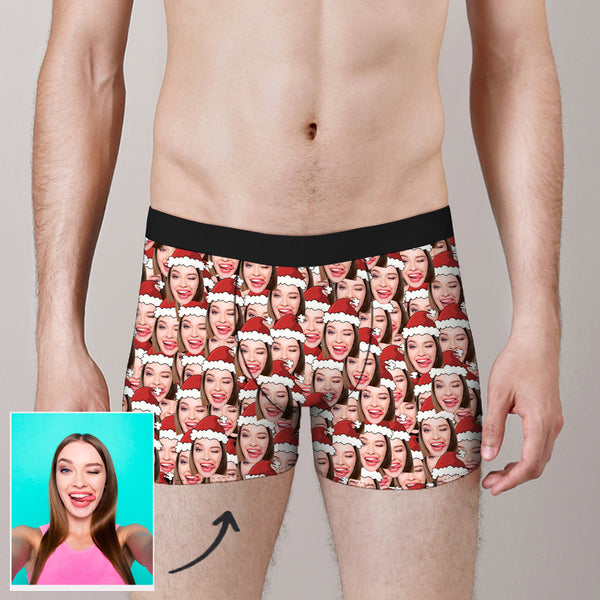 Joycorners Personalized Face Christmas Hat All Over Printed 3D Man Boxer