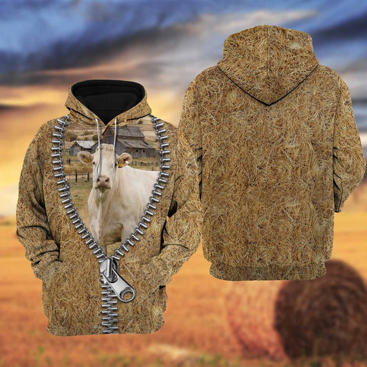 Joycorners Farm Charolais Cattle Hoodie