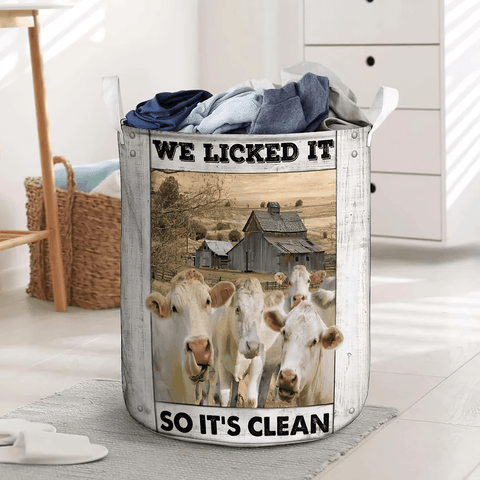 Joycorners Charolais Cow Laundry Basket